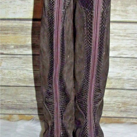 Valerie Stevens Val Flex Alegria 2 Snakeskin Brown Leather Boots - Picture 5 of 8